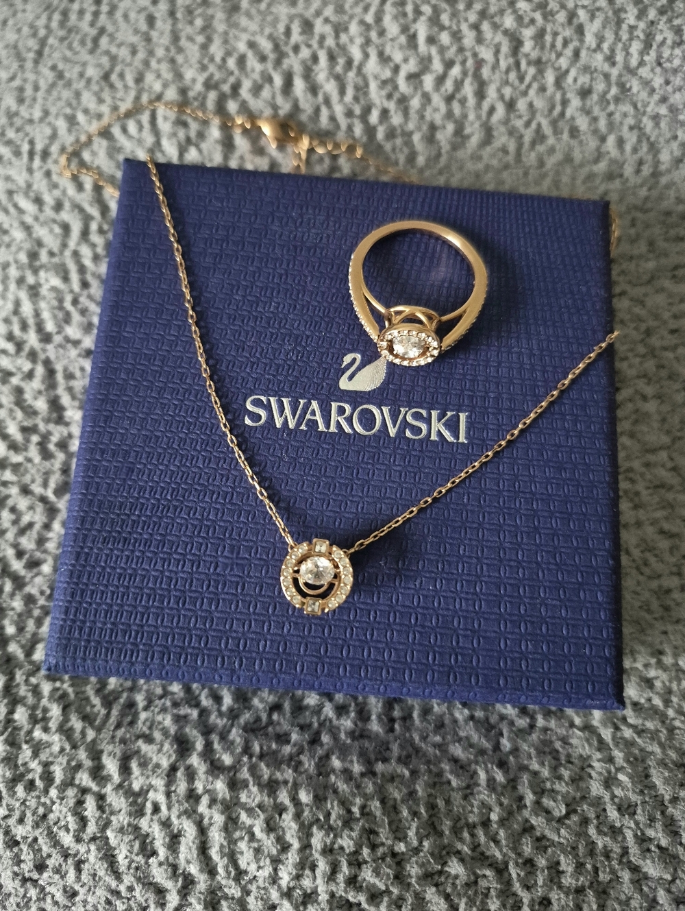 Swarovski Rose Gold Dance Ring & Necklace Set.
